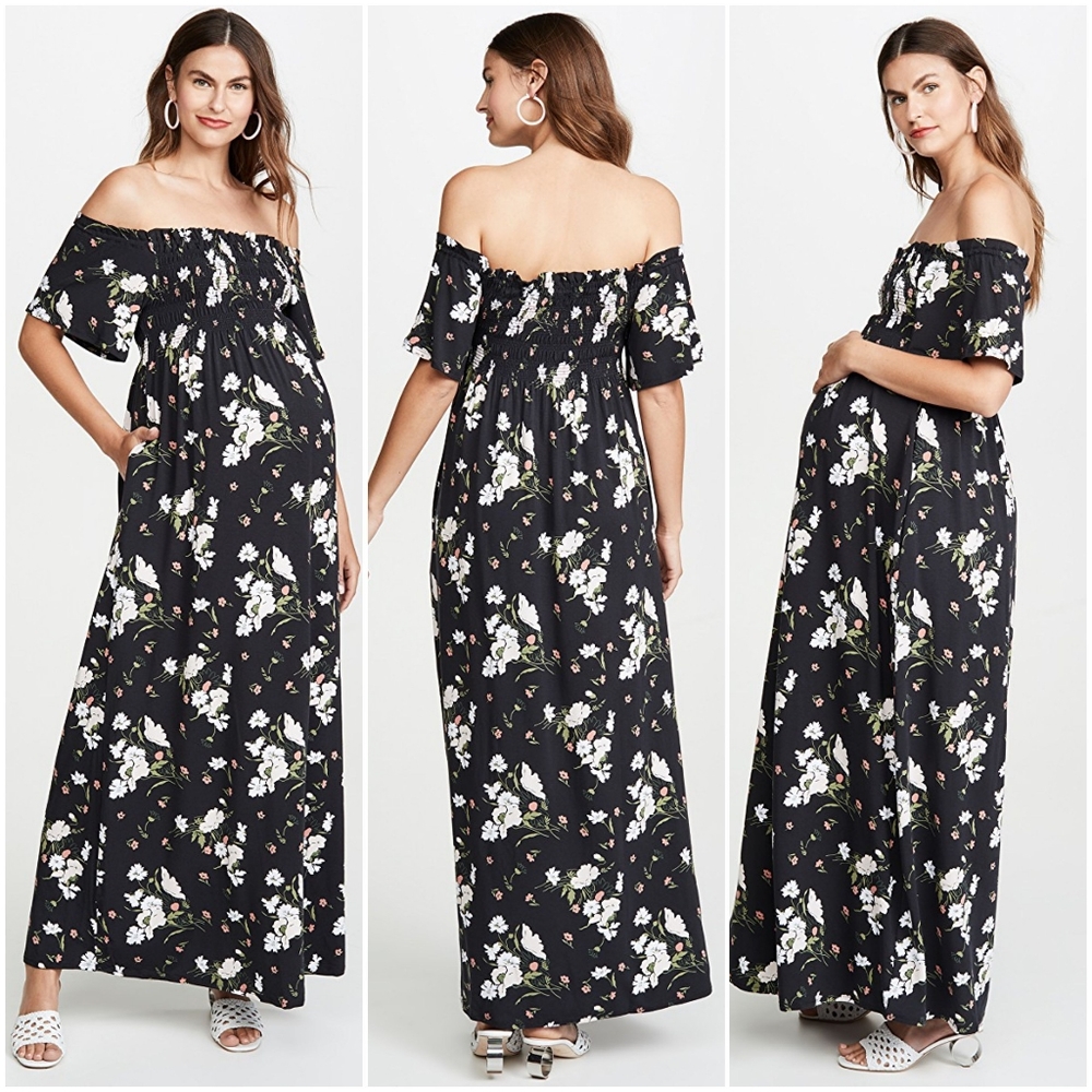 Ingrid & Isabel Off the Shoulder Smocked Maxi Dres